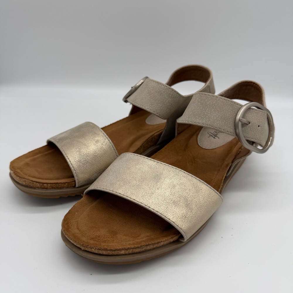EuroSoft Bali Metallic‎ Champagne Gold Ankle Strap Sandals 9M ES0022041